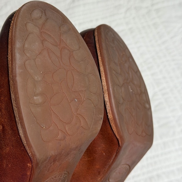 Kork-Ease Sagano Mule Leather Wrapped Women's 8 Brown Rum Chunky Heels Comfort - Picture 6 of 13